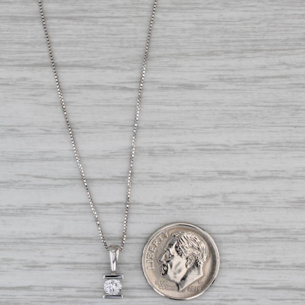 Collier pendentif solitaire en diamant de 0,25ct en or blanc 14k Chaîne de 19