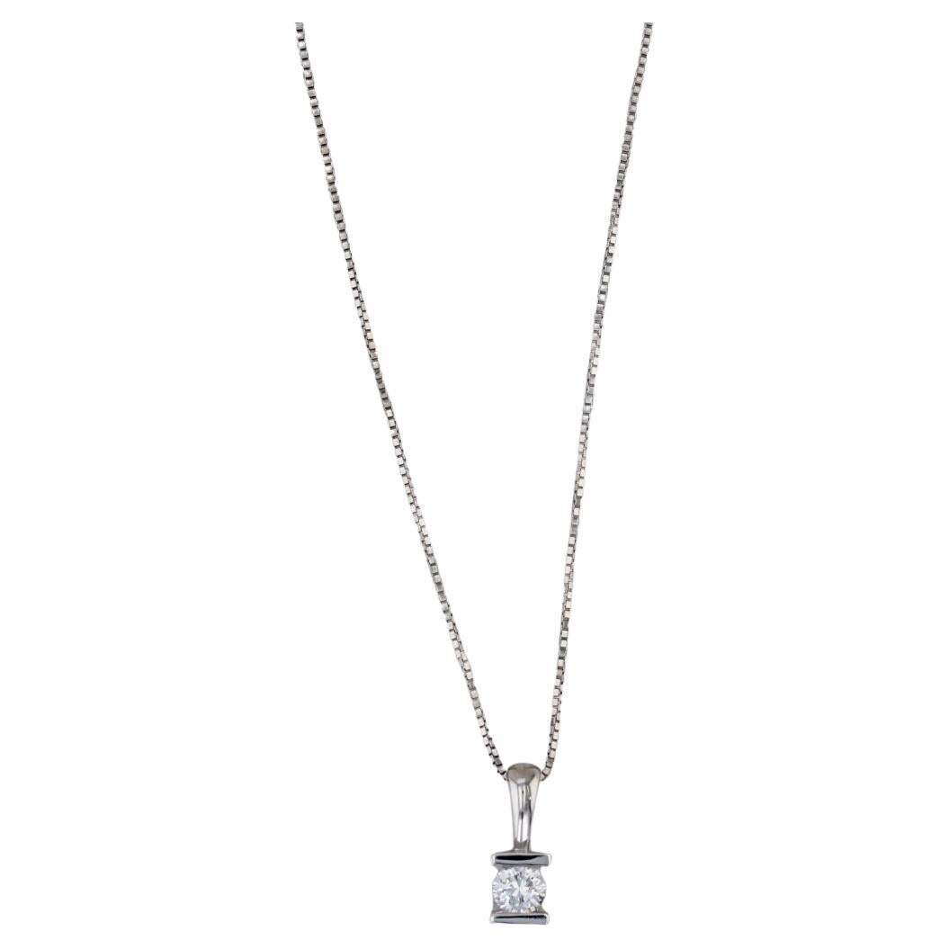 Collier pendentif solitaire en diamant de 0,25ct en or blanc 14k Chaîne de 19". en vente