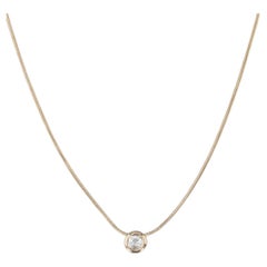 0.25ct Diamond Solitaire Pendant Necklace 14k Yellow Gold 18" Snake Chain