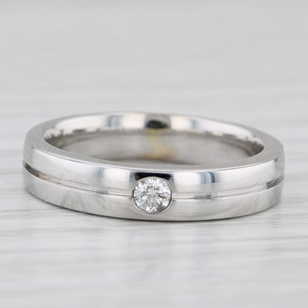 0.25ct Diamond Solitaire Wedding Band 14k White Gold Sz 6.25-6.5 Stackable Ring 2