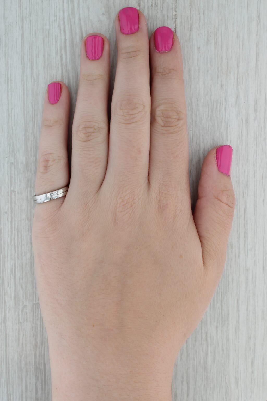 0.25ct Diamond Solitaire Wedding Band 14k White Gold Sz 6.25-6.5 Stackable Ring 3