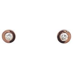 0.25ct Diamond Studs Earrings in Rubover Setting in 18ct Rose Gold