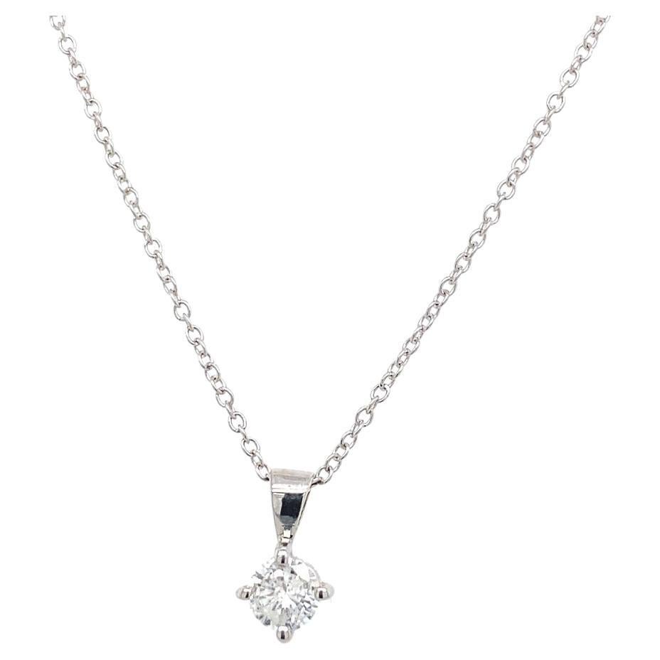 0.25ct G/H Si3 RBC Diamond Pendant on Chain in 9ct White Gold