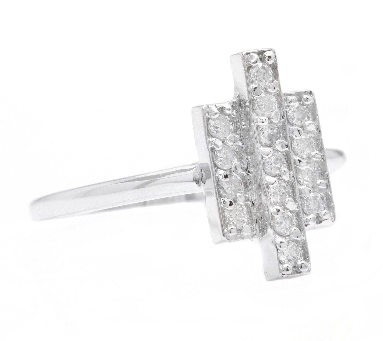 0.25 Carats Natural Diamond 14K Solid White Gold Ring

Suggested Replacement Value: $1,500.00

Stamped: (14K)

Total Natural Round Cut Diamonds Weight: Approx. 0.25 Carats (color G-H / Clarity SI)

Top of the ring measures: Approx. 13.50 x 7.70