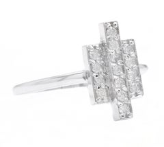 0.25Ct Natural Diamond 14K Solid White Gold Band Ring