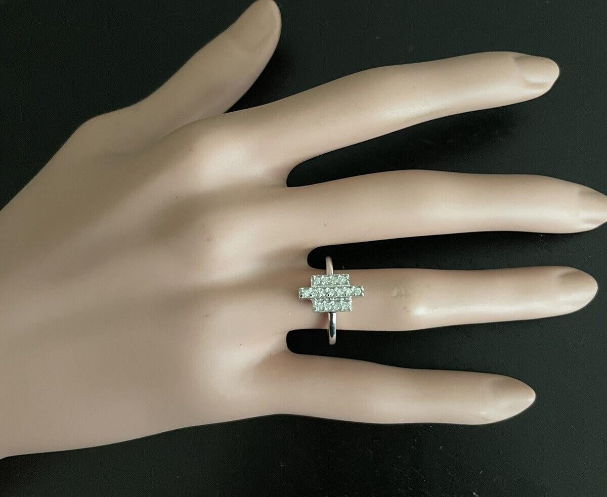 0.25Ct Natural Diamond 14K Solid White Gold Band Ring In New Condition For Sale In Los Angeles, CA