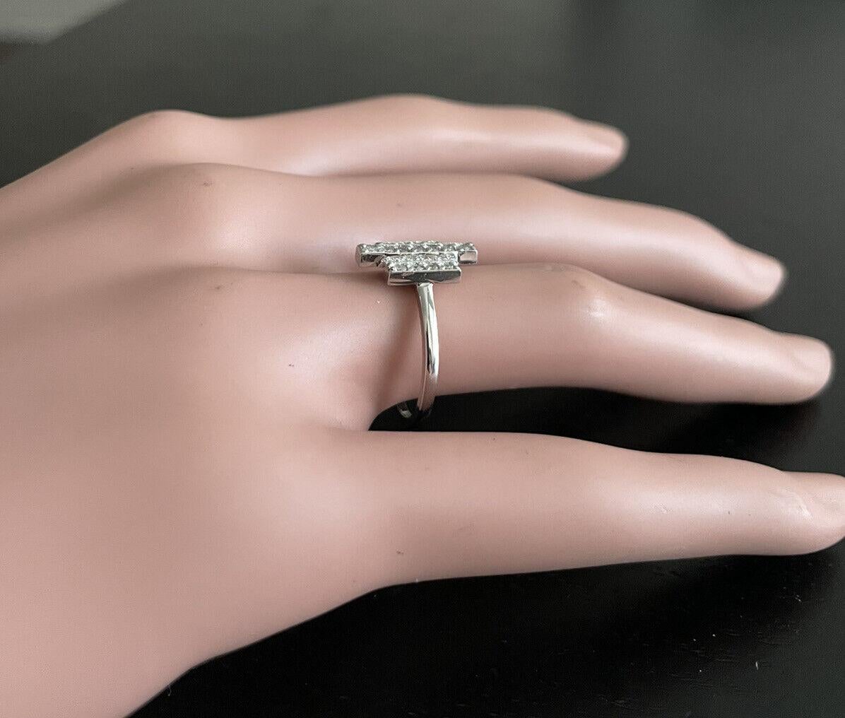 Women's 0.25Ct Natural Diamond 14K Solid White Gold Band Ring For Sale