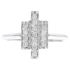 0.25Ct Natural Diamond 14K Solid White Gold Band Ring