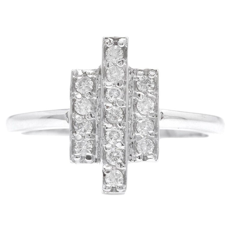 0.25Ct Natural Diamond 14K Solid White Gold Band Ring For Sale at 1stDibs