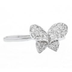 0.25 Carat Natural Diamond 14 Karat Solid White Gold Butterfly Ring