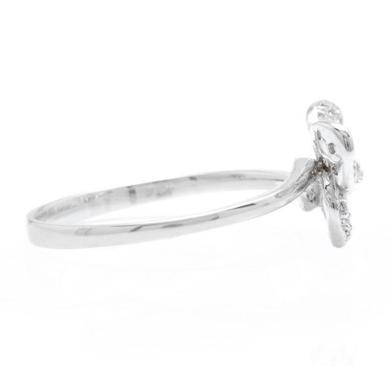 Anillo de mariposa de oro blanco macizo de 14 quilates con diamante natural de 0,25 quilates Corte rosa en venta