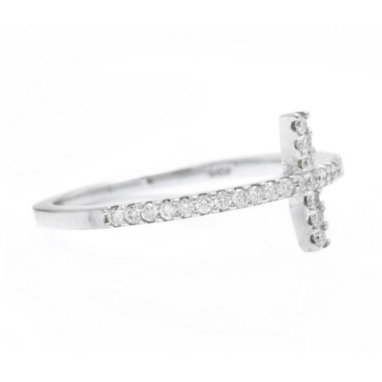 Fine 0.25 Carats Natural Diamond 14K Solid White Gold Cross Ring

Suggested Replacement Value: Approx. $1,400.00

Stamped: 14K

Total Natural Round Cut Diamonds Weight: Approx. 0.25 Carats (color G-H / Clarity SI1-SI2)

The width of the cross band