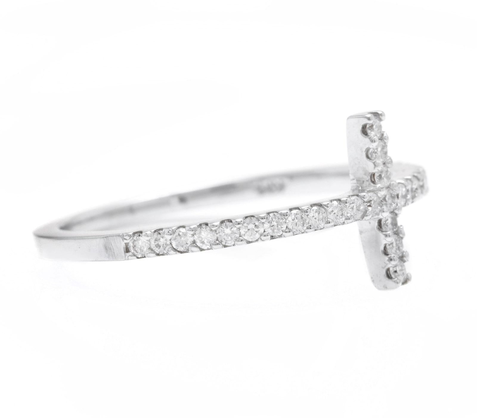 Fine 0.25 Carats Natural Diamond 14K Solid White Gold Cross Ring

Suggested Replacement Value: Approx. $1,400.00

Stamped: 14K

Total Natural Round Cut Diamonds Weight: Approx. 0.25 Carats (color G-H / Clarity SI1-SI2)

The width of the cross band