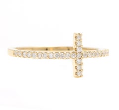 0.25ct Natural Diamond 14k Solid Yellow Gold Cross Ring