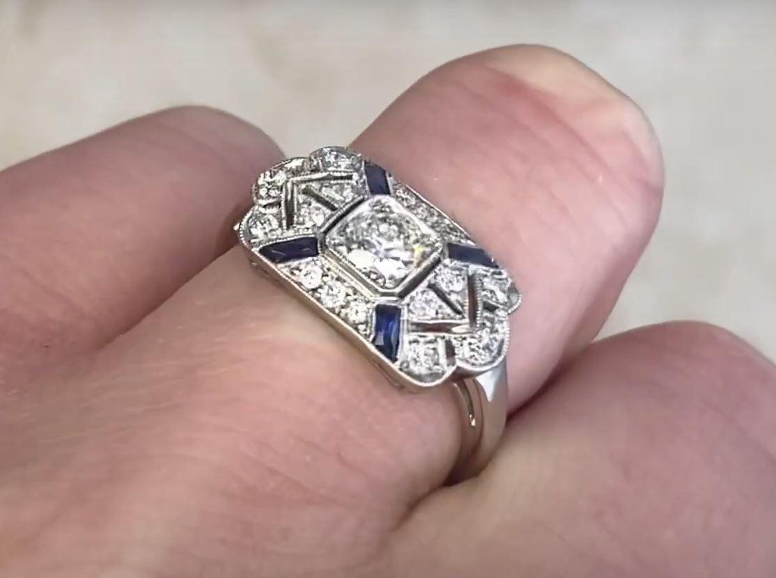 Women's 0.25ct Old European Cut Diamond Engagement Ring, VS1 Clarity, Platinum For Sale