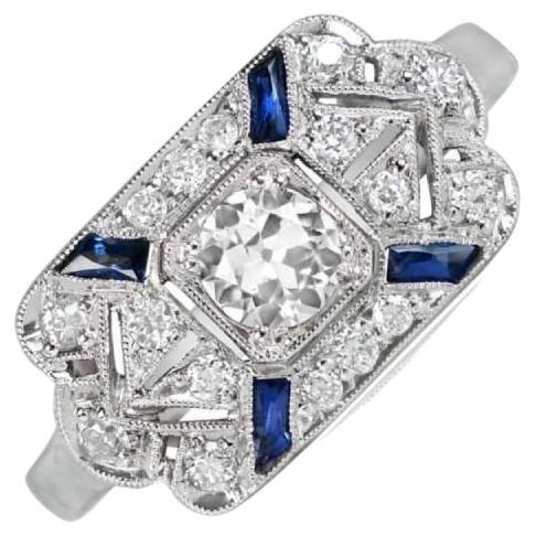 0.25ct Old European Cut Diamond Engagement Ring, VS1 Clarity, Platinum For Sale