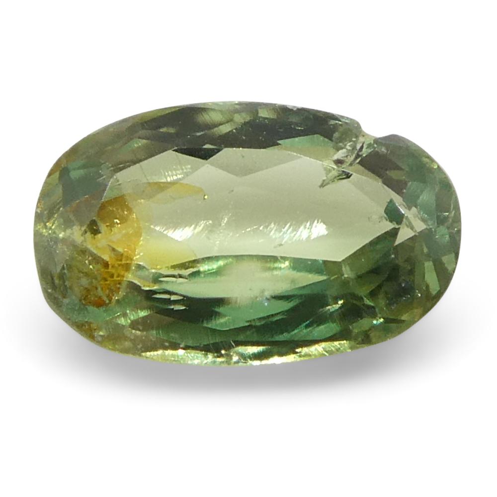 Women's or Men's 0.25ct Oval Yellowish Green to Greyish Purple Alexandrite from Brazil For Sale