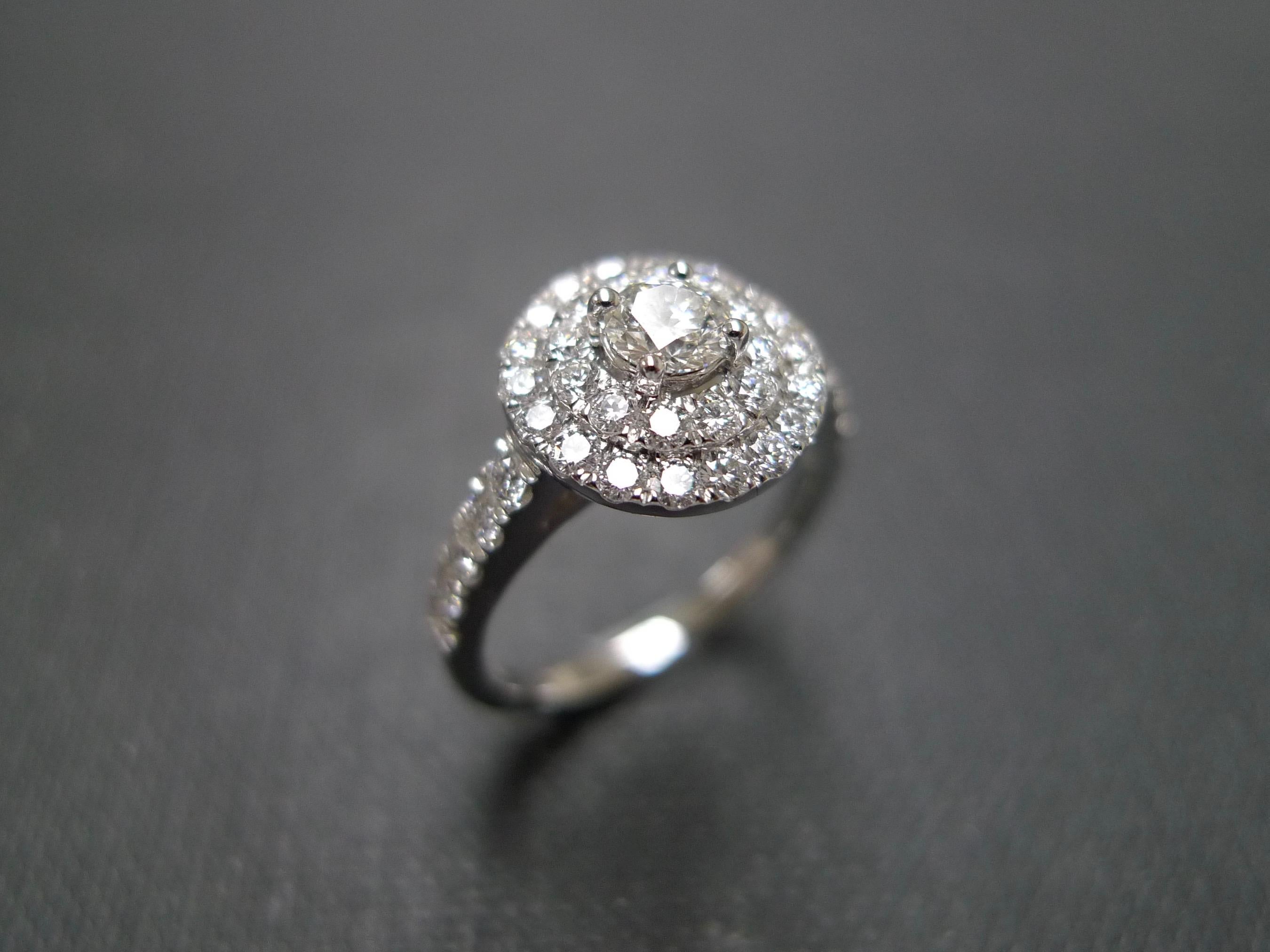 For Sale:  0.25ct Round Brilliant Cut Diamond Double Halo Engagement Ring in 18K White Gold 2