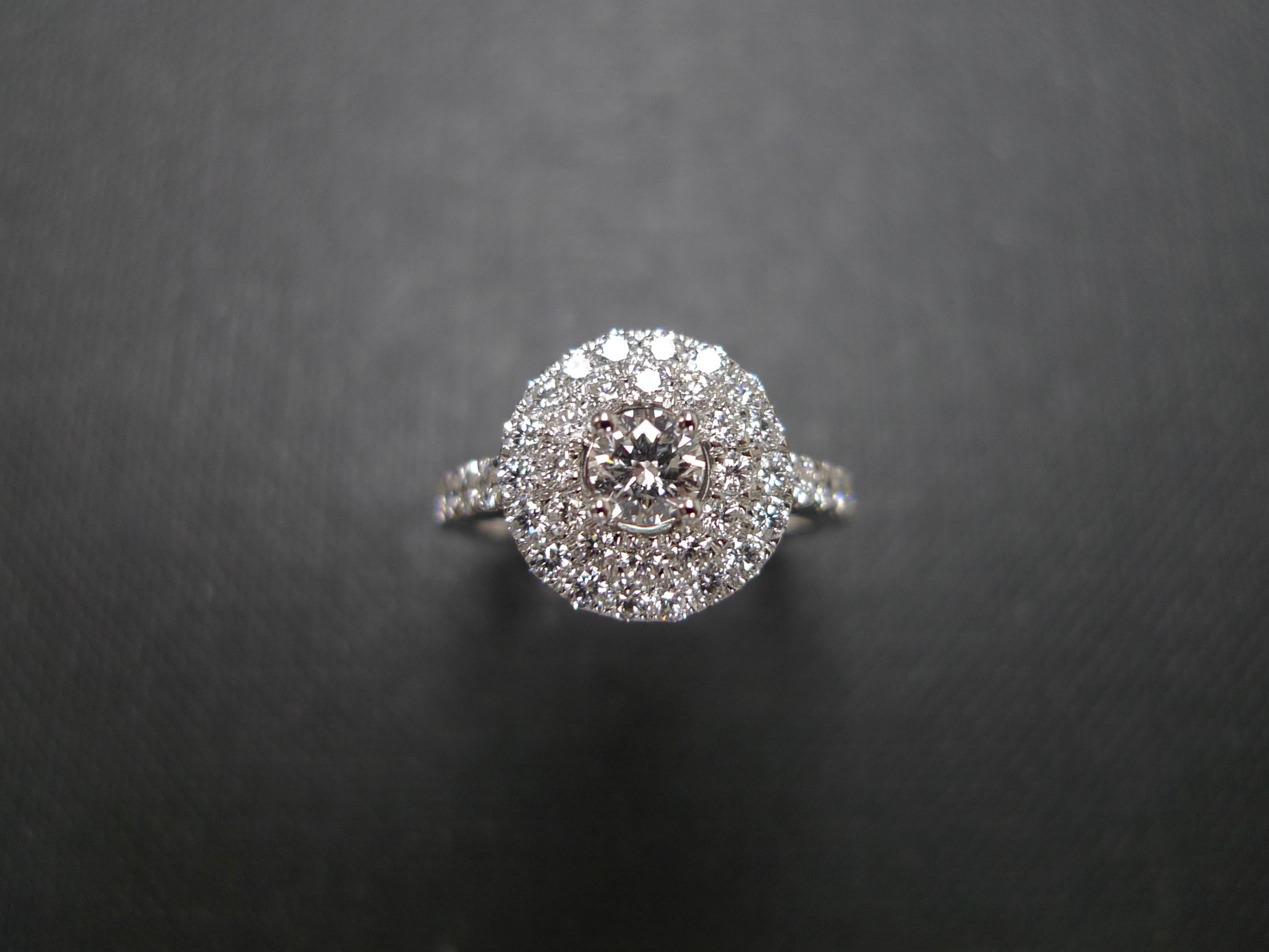 For Sale:  0.25ct Round Brilliant Cut Diamond Double Halo Engagement Ring in 18K White Gold 6