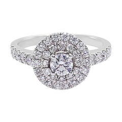 0.25ct Round Brilliant Cut Diamond Double Halo Engagement Ring in 18K White Gold