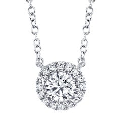 0.25ct Round Brilliant Cut Diamond Halo Pendant in 14k White Gold