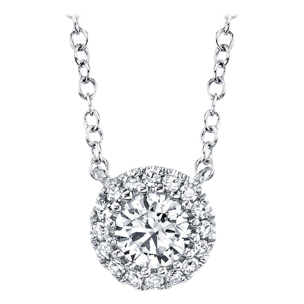 0.25ct Round Brilliant Cut Diamond Halo Pendant in 14k White Gold