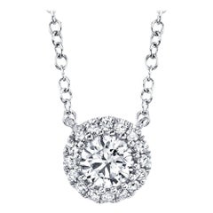 0.25ct Round Brilliant Cut Diamond Halo Pendant in 14k White Gold