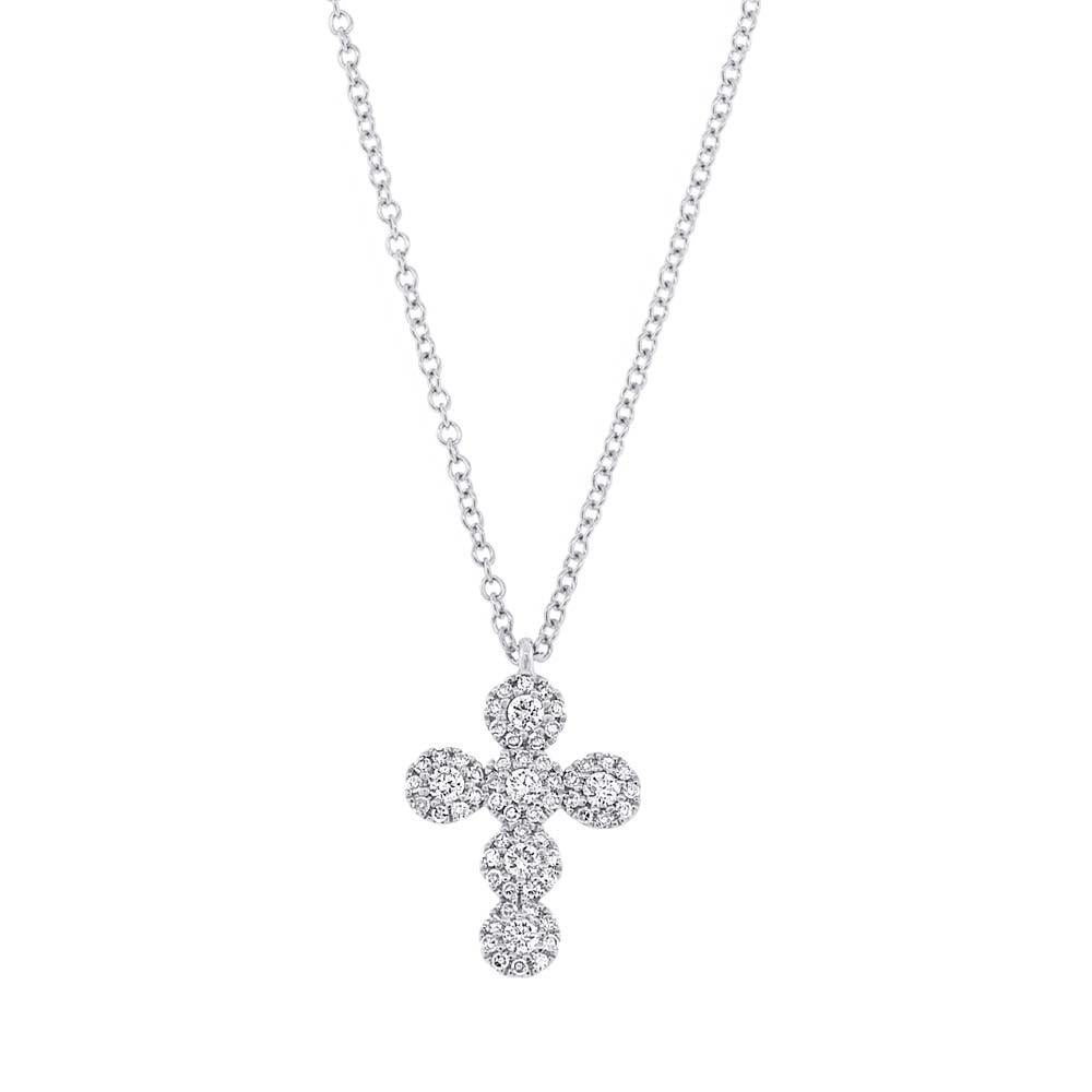 0.25ct Round Cut Diamond Cross Pendant For Sale
