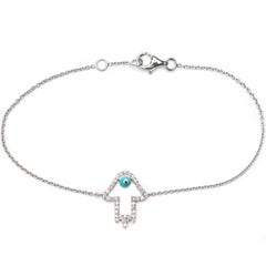 0.25 Carat Round Diamond 18 Carat Gold Modern and Contemporary Khamsa Bracelet