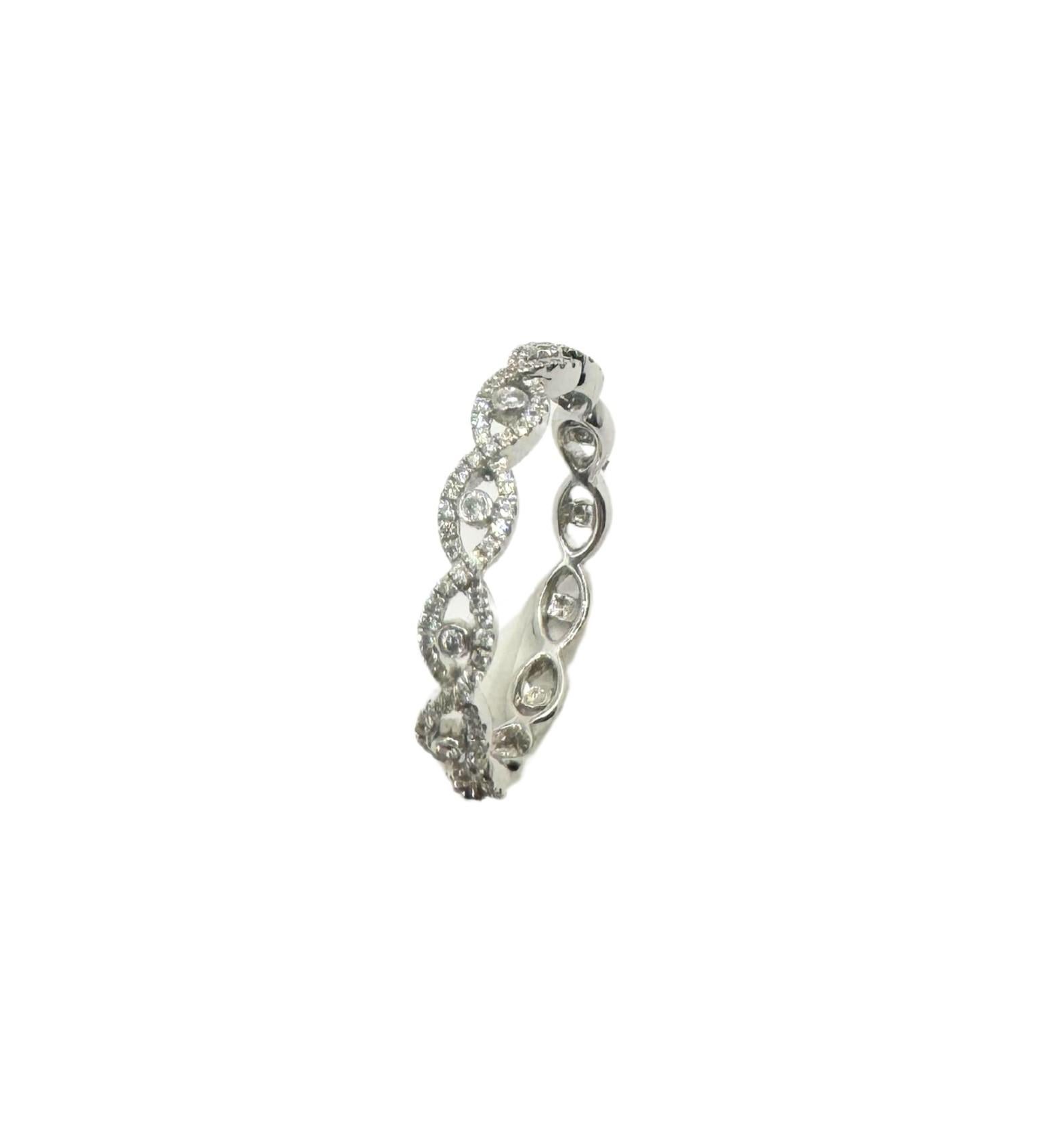 0.25ct Round Diamond Evil Eye Infinity Band in 18KT White Gold, 6.5 For Sale 1