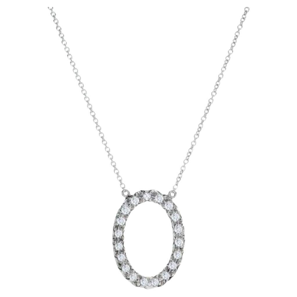 0.25ct Round Diamond Oval Pendant in 18KT White Gold For Sale