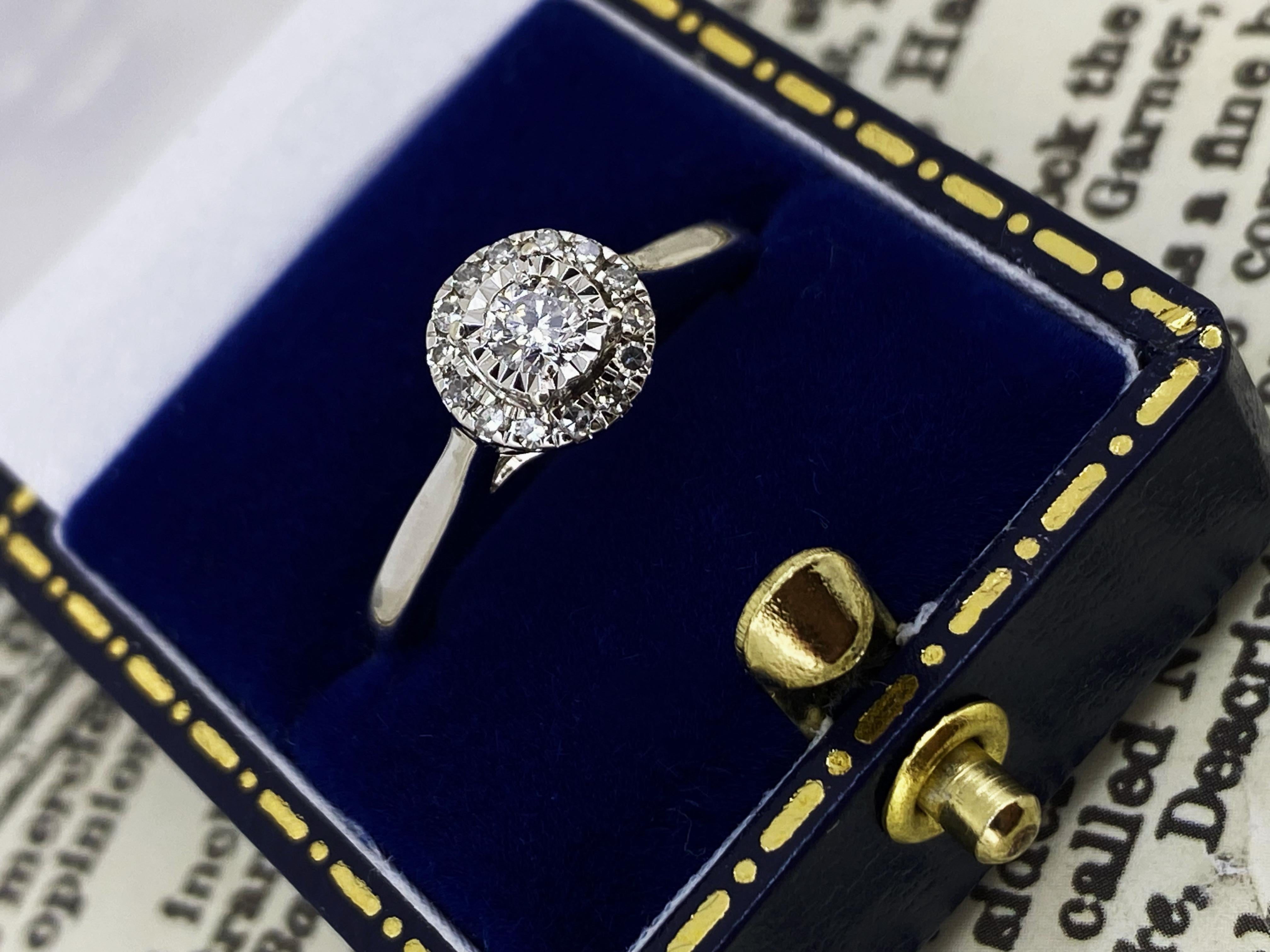 Modern 0.25ct Solitaire with Accents Diamond Engagement Ring in 10K Gold by M. Hill. For Sale