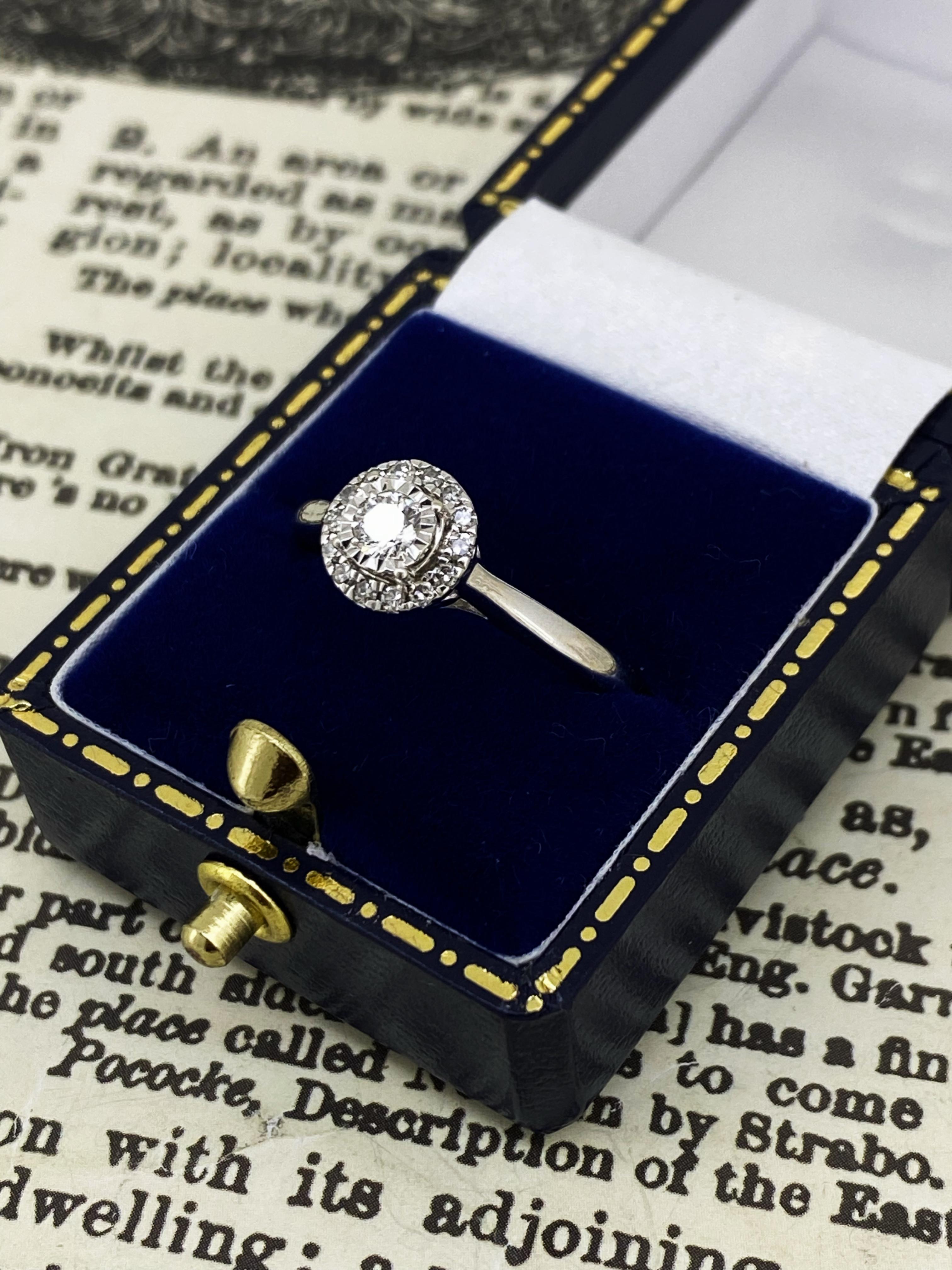 Round Cut 0.25ct Solitaire with Accents Diamond Engagement Ring in 10K Gold by M. Hill. For Sale