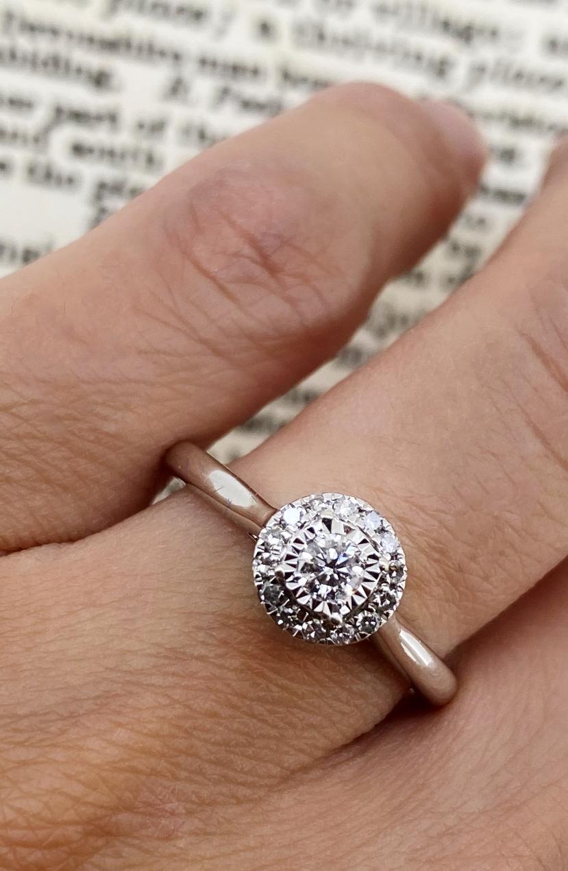 Women's 0.25ct Solitaire with Accents Diamond Engagement Ring in 10K Gold by M. Hill. For Sale