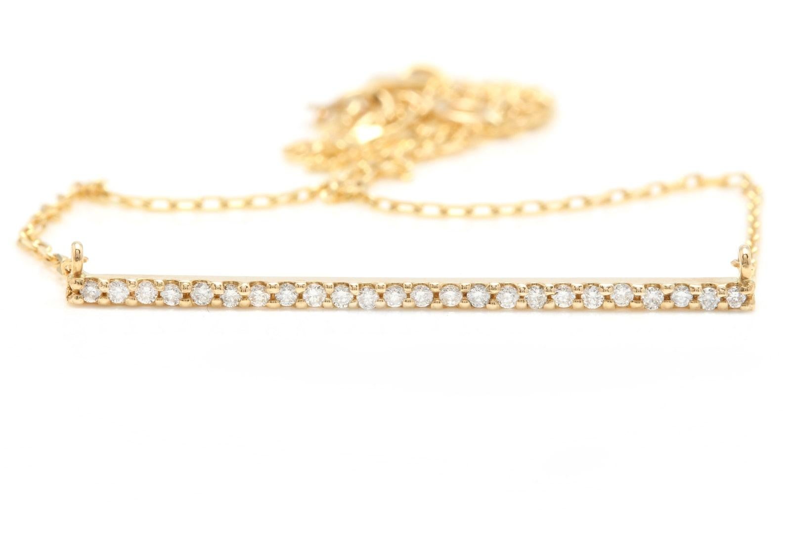 0.25Ct Splendid 14K Solid Yellow Gold Bar Necklace

Amazing looking piece! 

Stamped: 14k

Total Natural Round Diamond Weight is: Approx. 0.25 Carats (G-H / SI1-SI2)

Chain Length is: 16 inches (can adjusted to 14