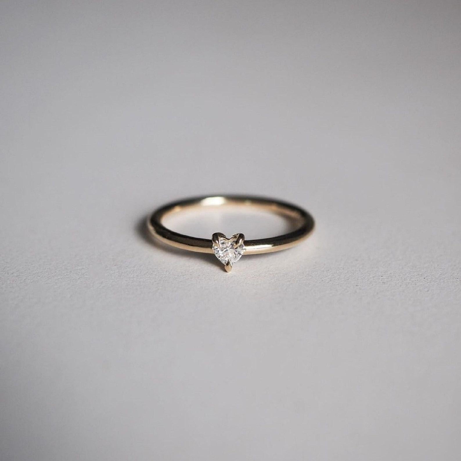 da uomo o donna Anello solitario di moissanite con taglio a cuore 0,25 carati, argento 925, regalo per lei in vendita
