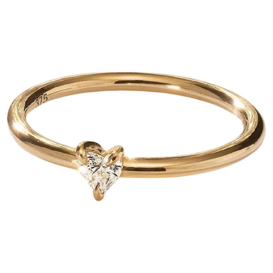 Art Déco Anello solitario di moissanite con taglio a cuore 0,25 carati, argento 925, regalo per lei in vendita