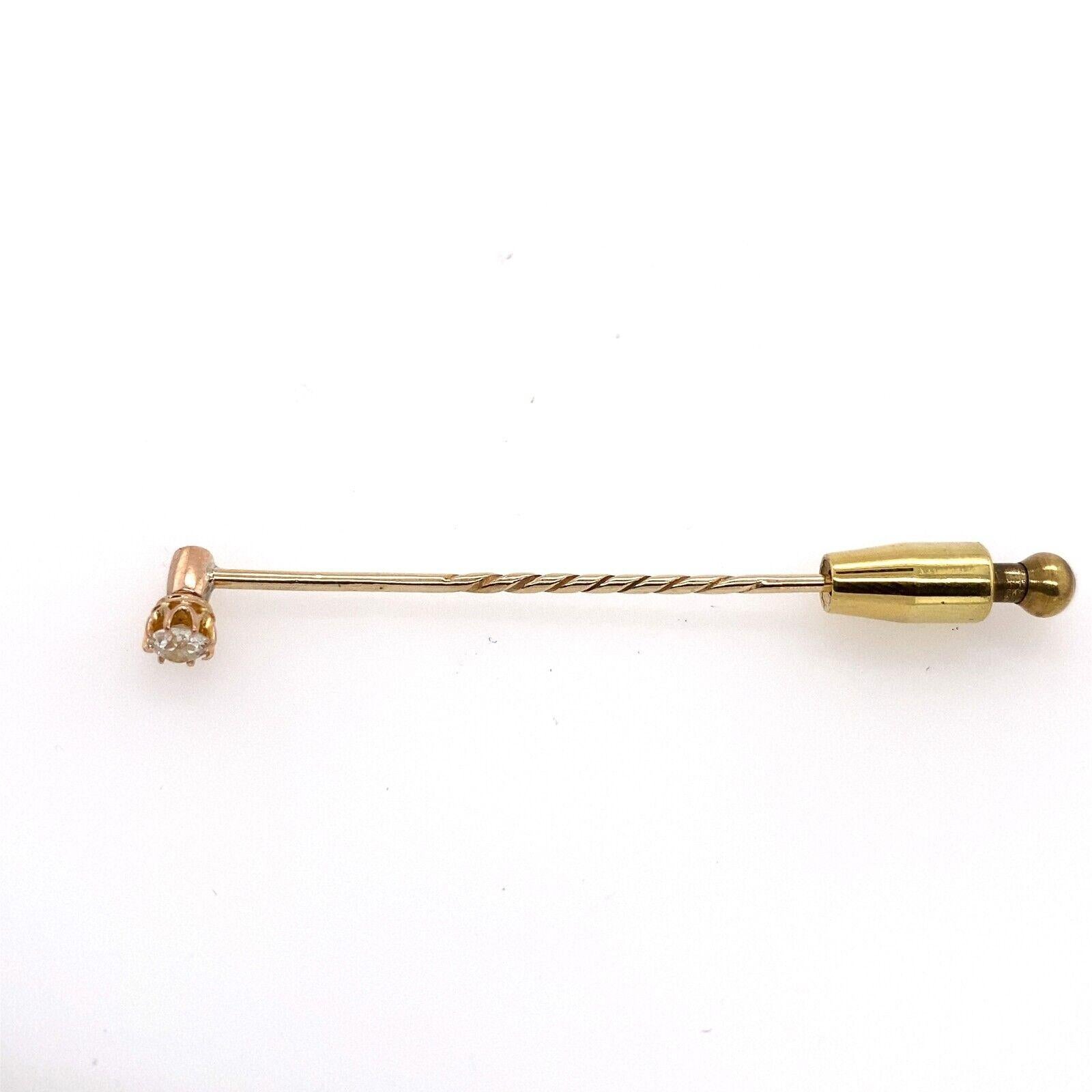 Antique 18ct Yellow & Rose Gold Stick Pin, Set With 0.25ct Victorian Cut Diamond

This elegant Victorian cut Diamond 0.25ct stickpin in 18ct Rose Gold with 9ct Yellow Gold pin. It's a timeless piece that can be kept in your wardrobe and worn on