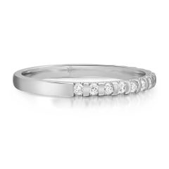0.25cttw Bar Set Round Cut Diamond Wedding Band Ring 14k White Gold