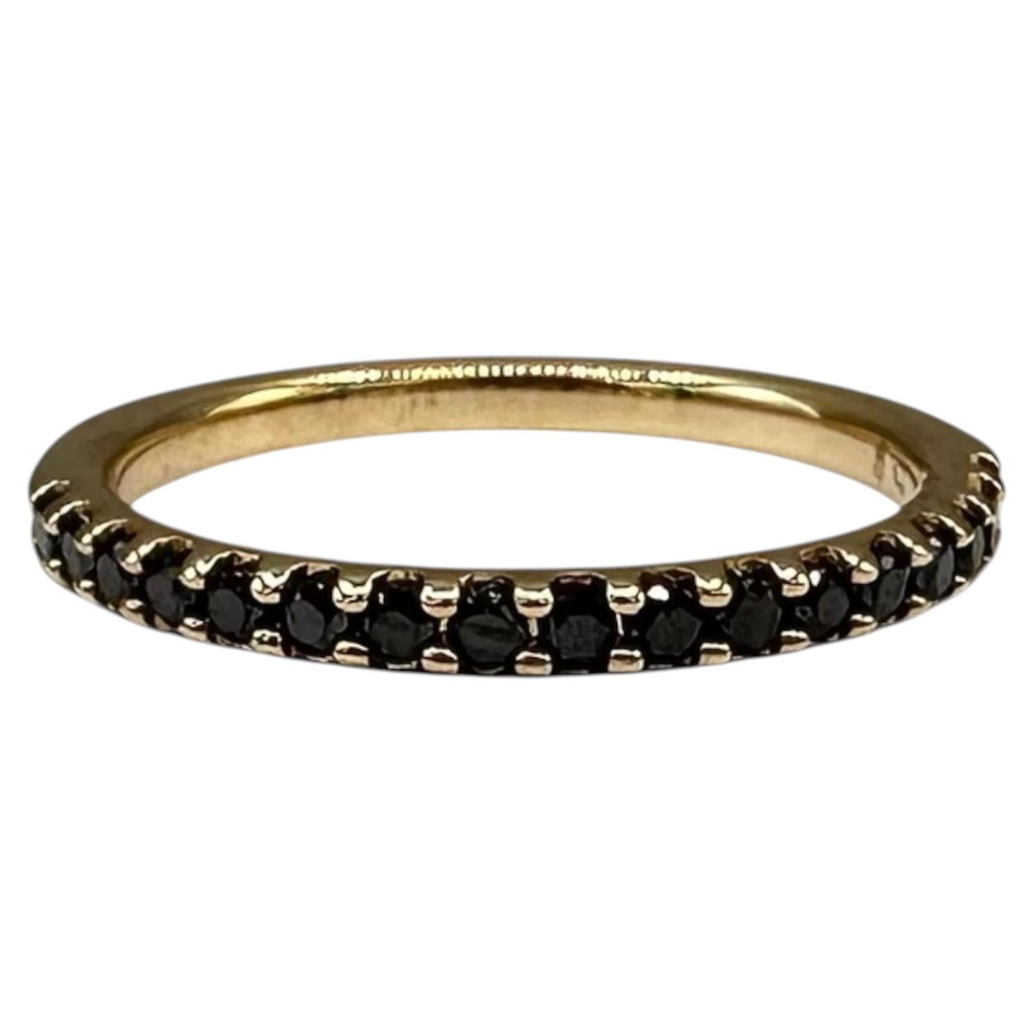 0.25ctw Schwarzer Diamant Halbe Ewigkeit Ring 14K Gelbgold Größe 7