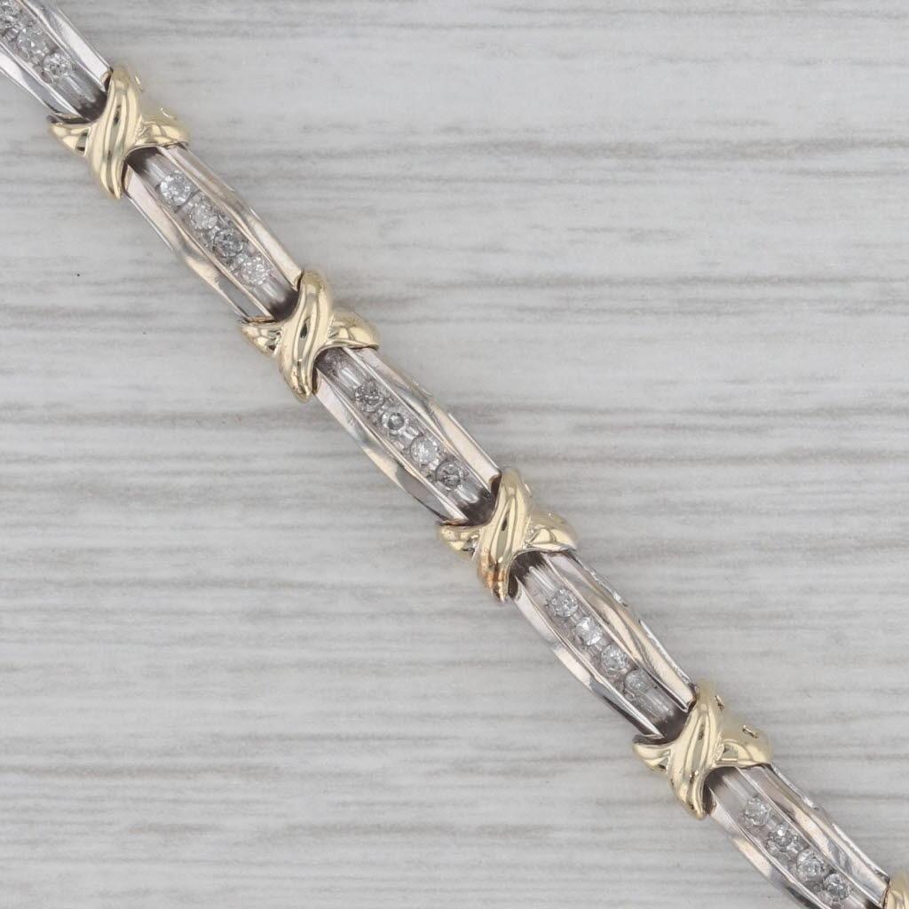 0,25ctw Diamant Bar X Link Tennis Armband 10k Weißes Gelbgold Klein 6