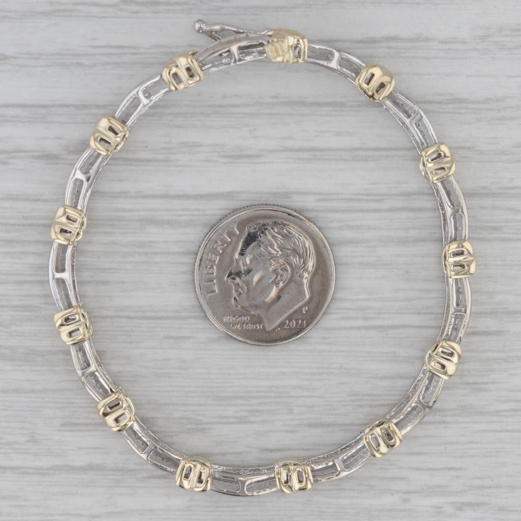0,25ctw Diamant Bar X Link Tennis Armband 10k Weißes Gelbgold Klein 6