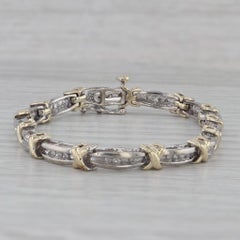 0,25ctw Diamant Bar X Link Tennis Armband 10k Weißes Gelbgold Klein 6"