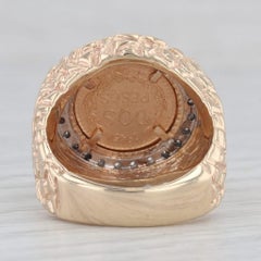 0.25ctw Diamond Bezel 1945 Dos Pesos Coin Ring 900 14k Gold Hammered