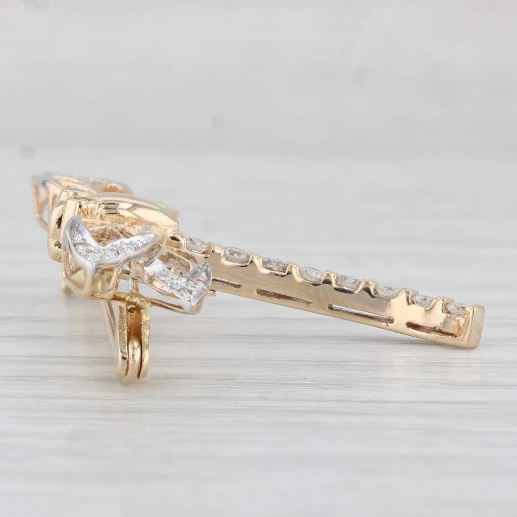 0.25 Karat Diamant Schmetterlingsbrosche 18k Gelbgold Statement Pin Insect Jewelry Damen im Angebot