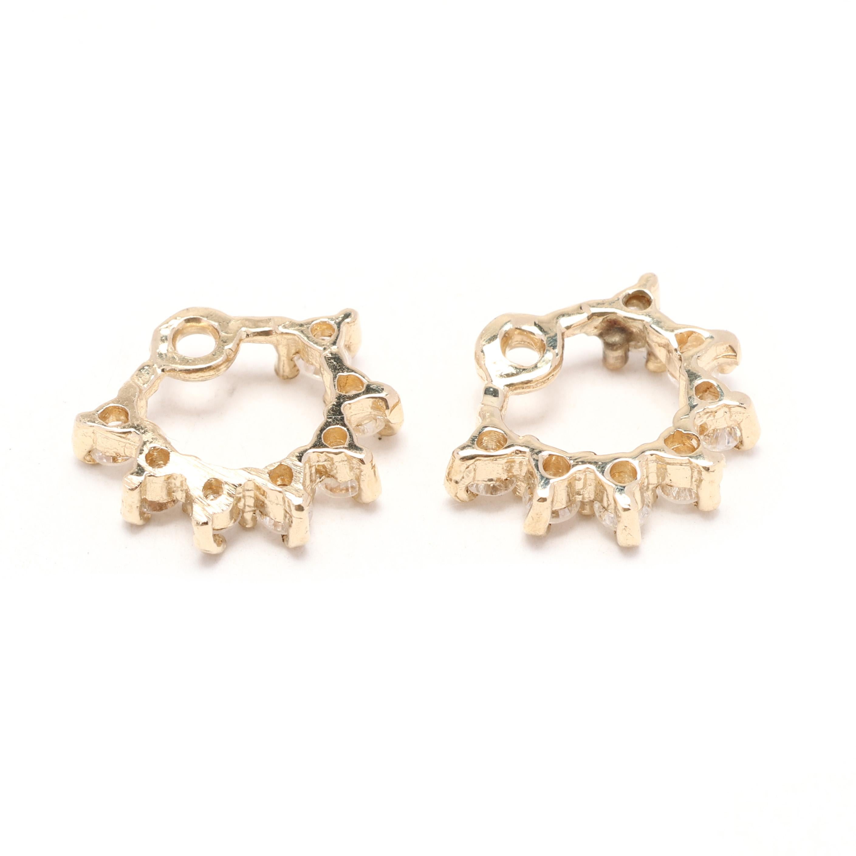 0,25ctw Diamant-Ohrring Jacken, Länge 9,6mm, Blume Stil, 14k Gelbgold (Briolette)
