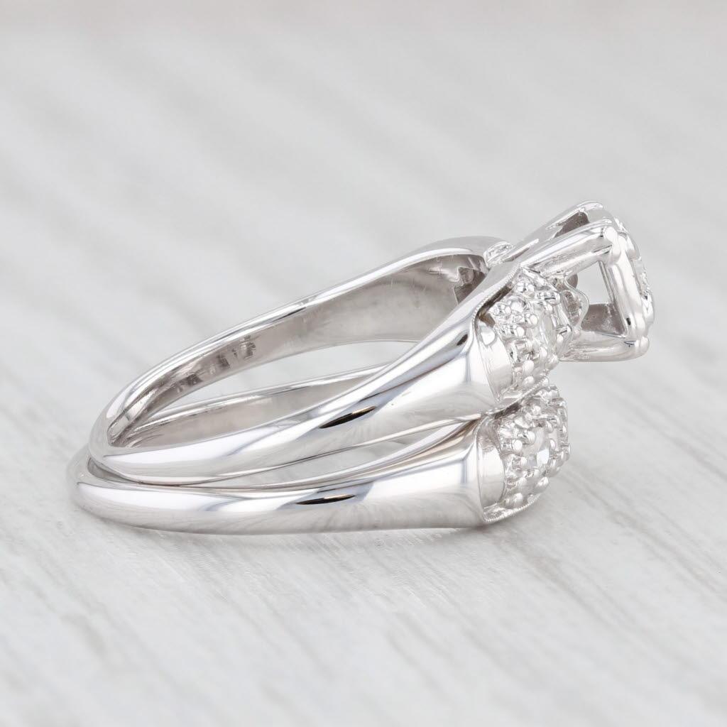 Women's 0.25ctw Diamond Engagement Ring Wedding Band Bridal Set 14k Gold Size 6-6.5 For Sale