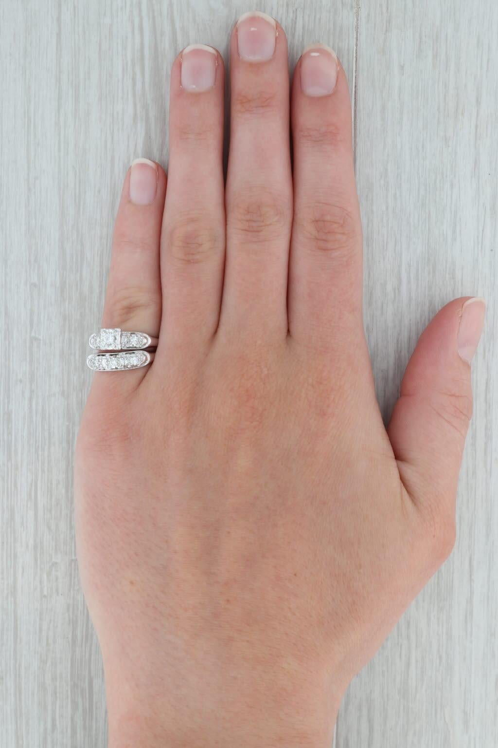 0.25ctw Diamond Engagement Ring Wedding Band Bridal Set 14k Gold Size 6-6.5 For Sale 4