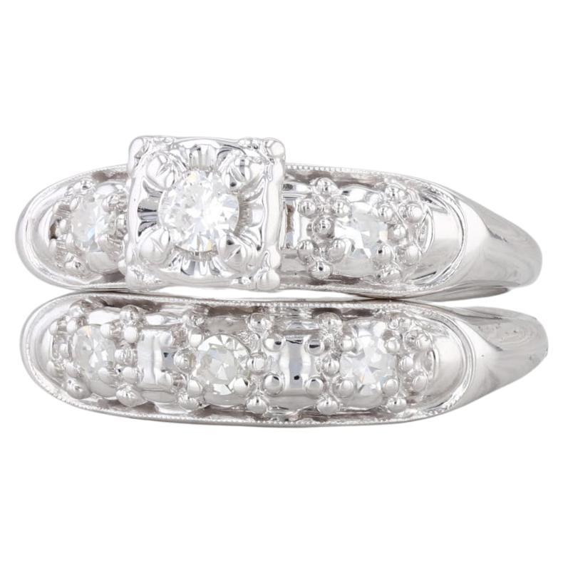 0.25ctw Diamond Engagement Ring Wedding Band Bridal Set 14k Gold Size 6-6.5 For Sale