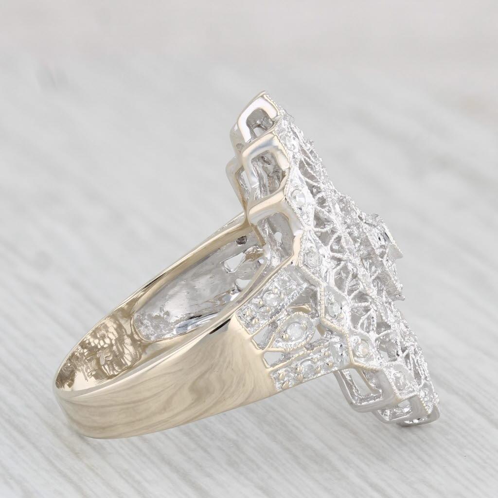 0.25ctw Diamond Filigree Ring 18k Gold Size 7.5 Cocktail In Good Condition For Sale In McLeansville, NC
